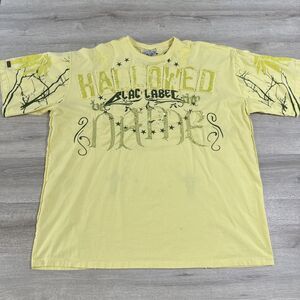 Blac Label Shirt Men's 5XL Yellow Cotton Hallowed Be Thy Name Embellished Gothic